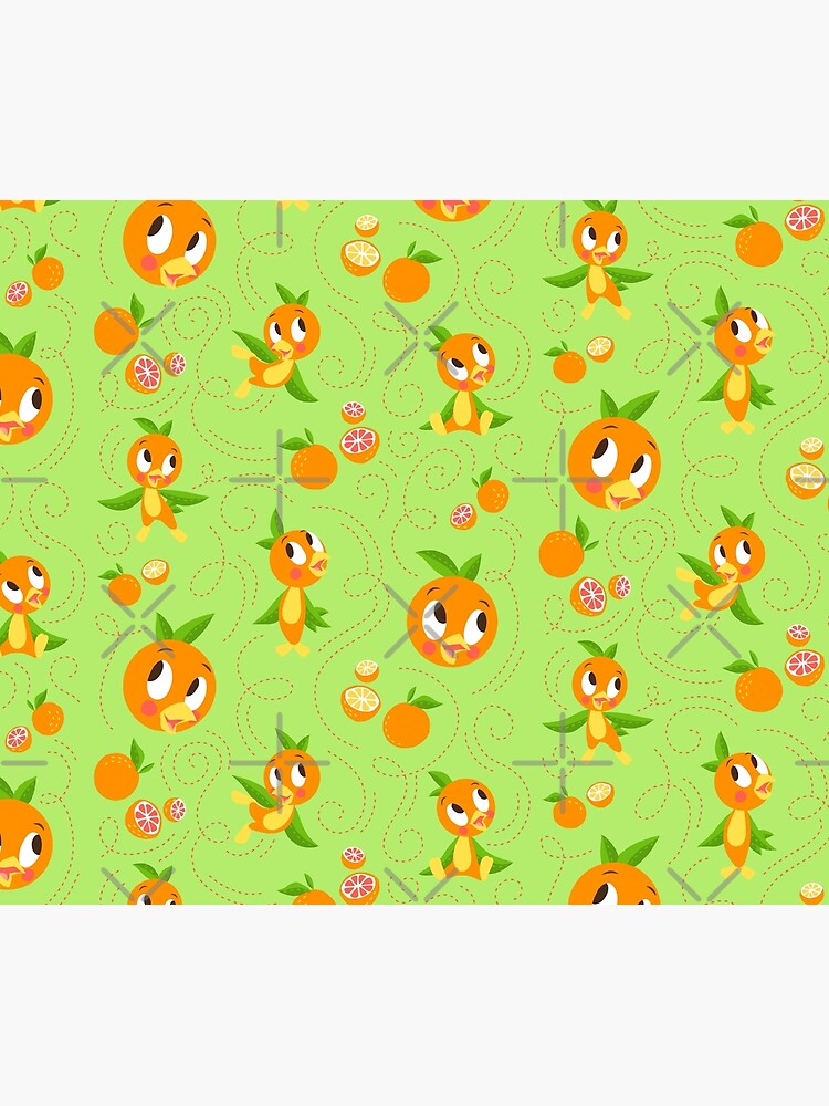 Disover Hello Sunshine! - Orange Bird (green background) Shower Curtain