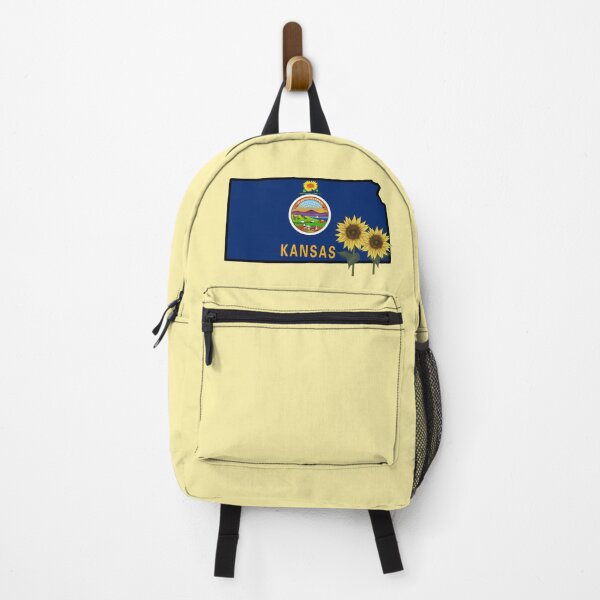 Item preview, State of Kansas Flag with State Flower Wild Sunflower On Yellow designed and sold by Gsallicat.