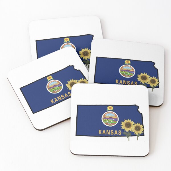 Item preview, State of Kansas Flag with State Flower Wild Sunflower designed and sold by Gsallicat.