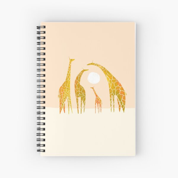 Giraffes Under Pink Sky Spiral Notebook