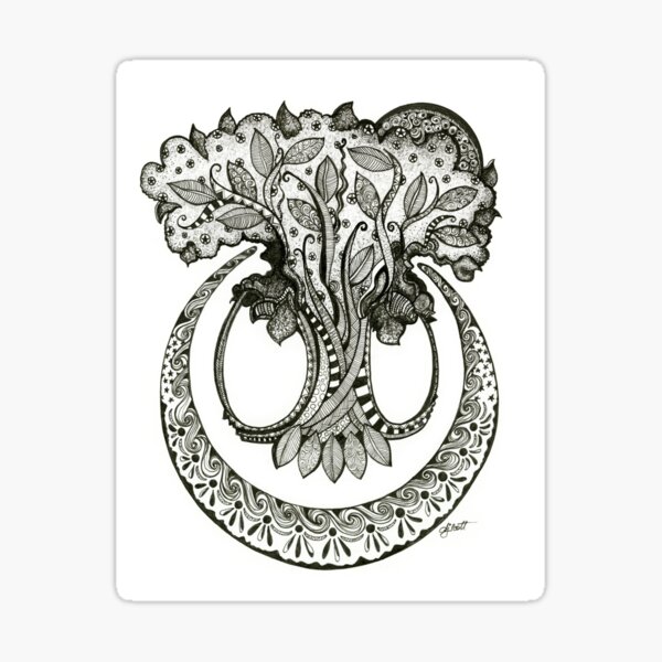 The Hippie Tree – Sun, Moon & Stars Ink Drawing Sticker