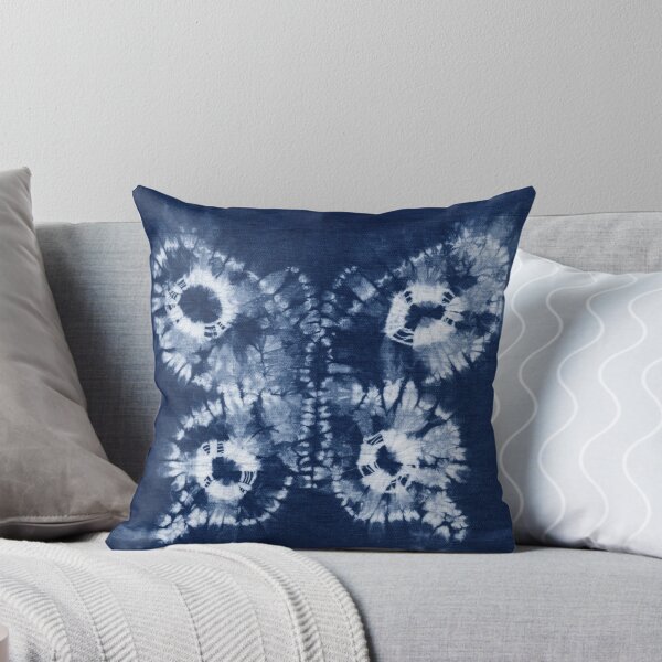 Item preview, Butterfly | Shibori | Indigo | Japanese | Shibori Indigo | Throw Pillow designed and sold by Tasha McGlashan.