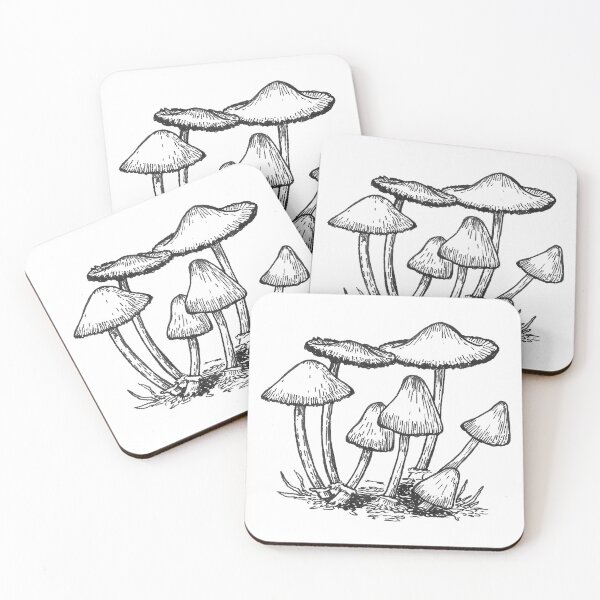 Item preview, Mushrooms in ink designed and sold by SandraHaro.