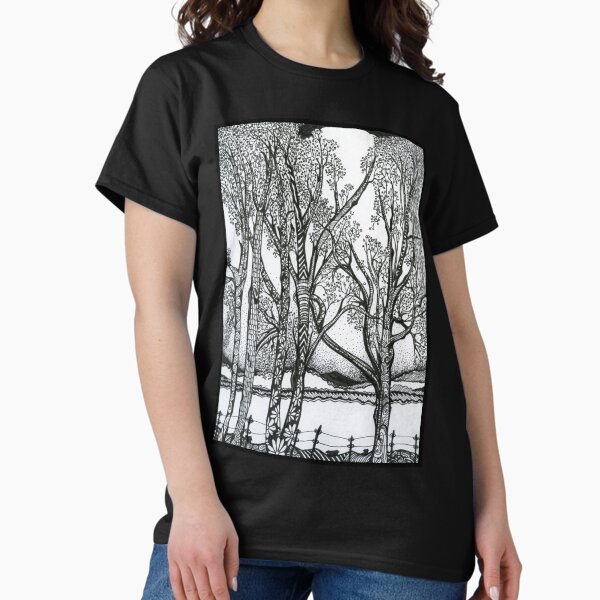 Farm Trees – Abstract Ink Landscape Drawing Classic T-Shirt