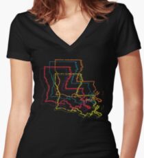 louisiana pride blur Women's Fitted V-Neck T-Shirt