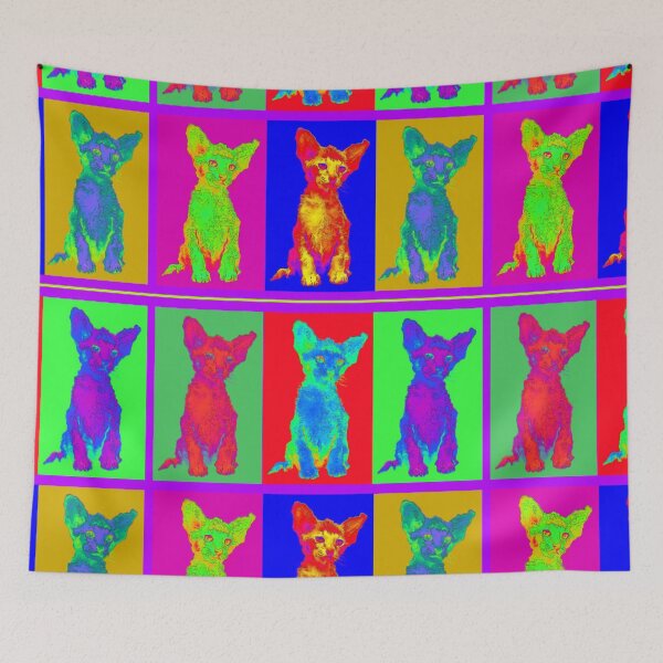 Item preview,  Retro Cats Flouro Bright Pop Art Design Devon Rex designed and sold by TheKingdomAttic.