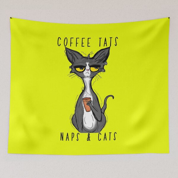 Item preview, COFFEE TATS NAPS & CATS - Funny Grumpy Pet  designed and sold by Teeses.