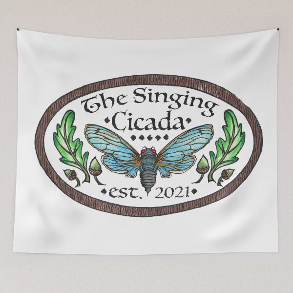 Item preview, The Singing Cicada - Vintage Sign designed and sold by The White Bat.
