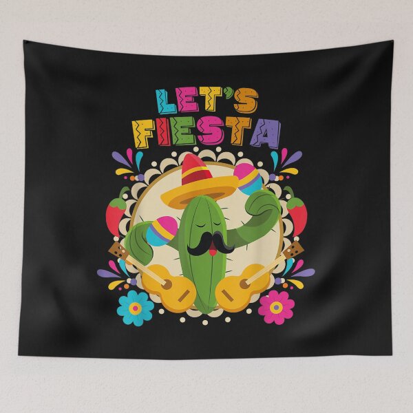 Item preview, Lets Fiesta Cinco De Mayo with Guitar Cactus Sombrero Maraca T-Shirt designed and sold by Lukifo-Complex.