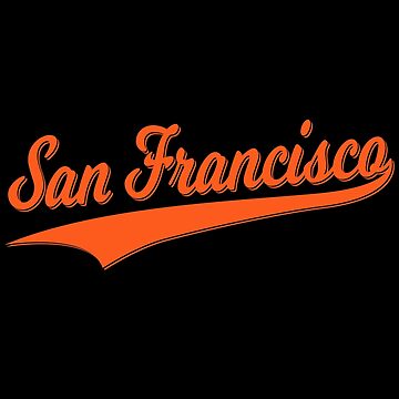 SAN FRANSCISCO CALIFORNIA SPORTS SCRIPT (ORANGE) Sticker for Sale by  enigmaticone