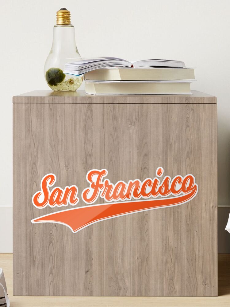 SAN FRANSCISCO CALIFORNIA SPORTS SCRIPT (ORANGE) Sticker for Sale by  enigmaticone