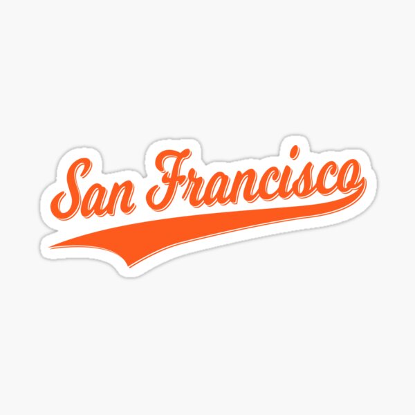 SAN FRANSCISCO CALIFORNIA SPORTS SCRIPT (ORANGE) Sticker for Sale by  enigmaticone
