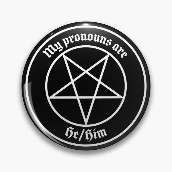 Item preview, He/Him pronoun pin designed and sold by leviathancrow.