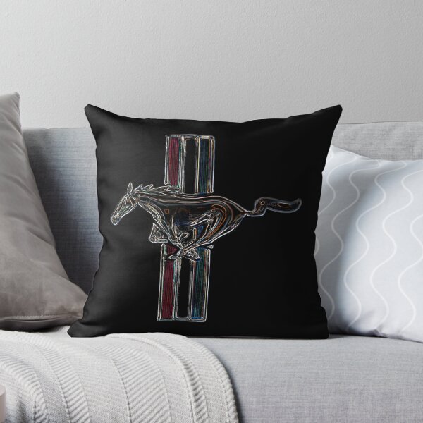 ford mustang, colored logo Throw Pillow