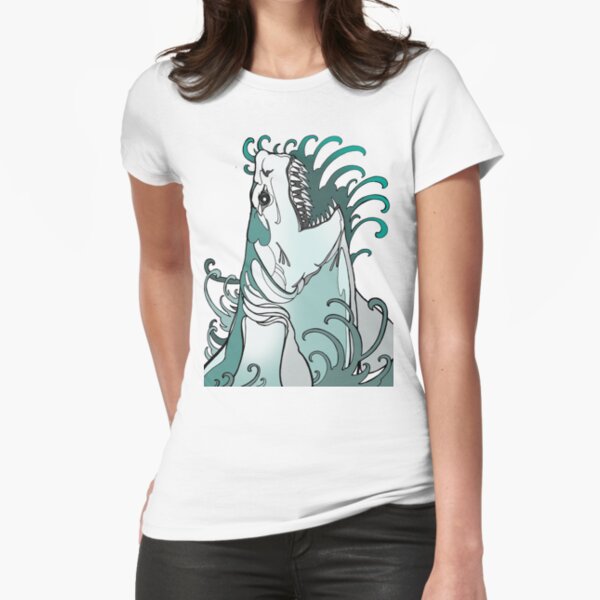 megalodon, great white, shark attack Fitted T-Shirt