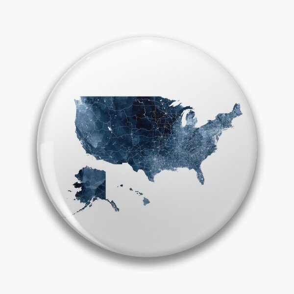 Item preview, United States Map Watercolor Navy Blue by Zouzounio Art designed and sold by zouzounioart.