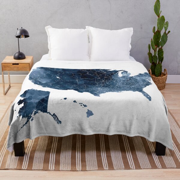 Item preview, United States Map Watercolor Navy Blue by Zouzounio Art designed and sold by zouzounioart.
