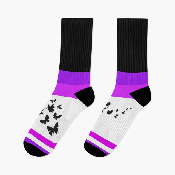 Item preview, Shades of Purple and White with Black Butterflies Flying Away designed and sold by Chantelle  Spies.