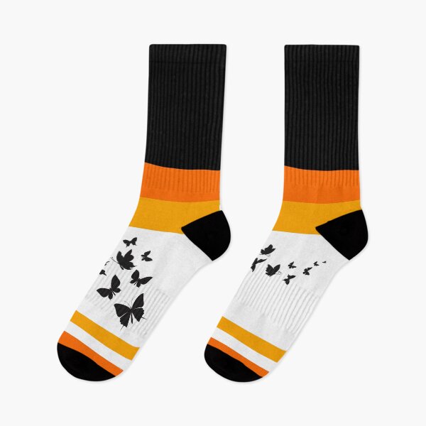 Item preview, Shades of Orange and White with Butterflies Flying Away on Black designed and sold by Chantelle  Spies.