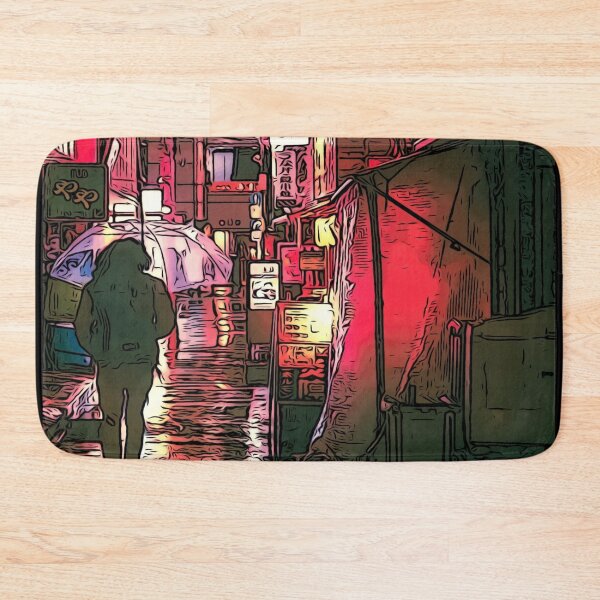 Item preview, the neon lights of a rainy street designed and sold by Unique-on.