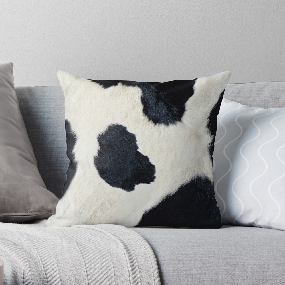 black cow hide pillow