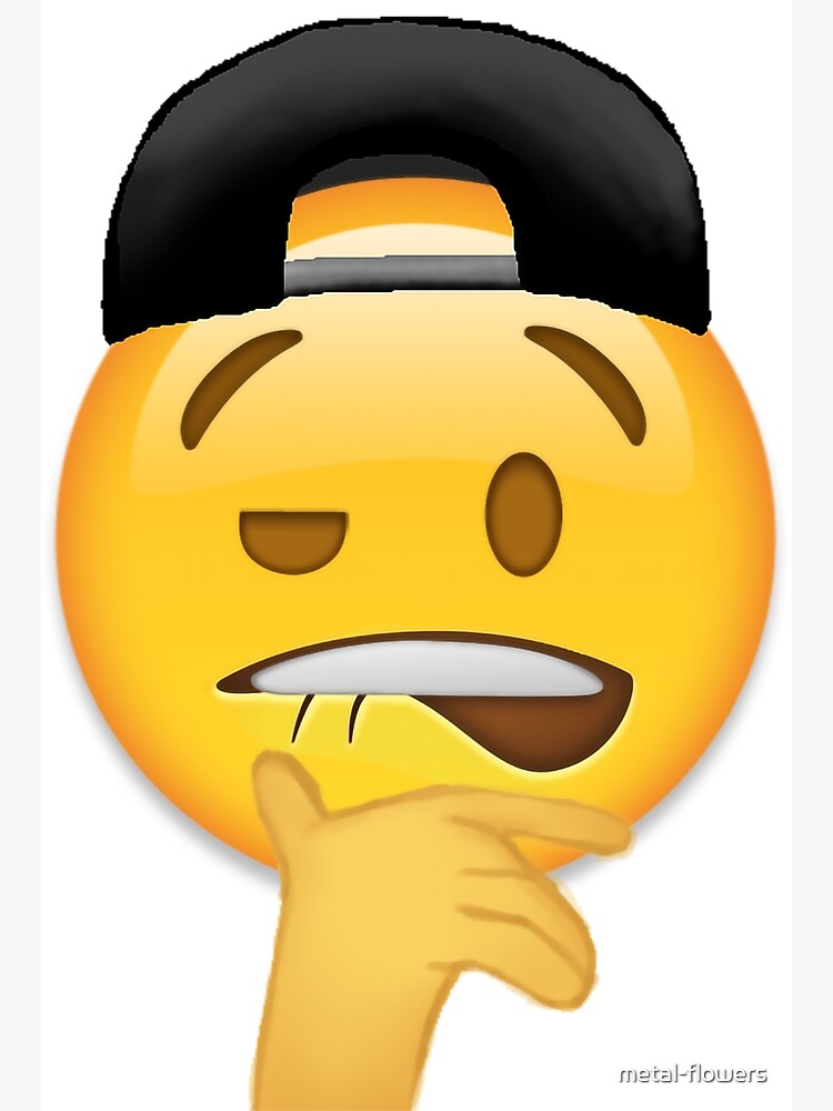 "Lip Biting Emoji with a hat" Art Print by metalflowers Redbubble