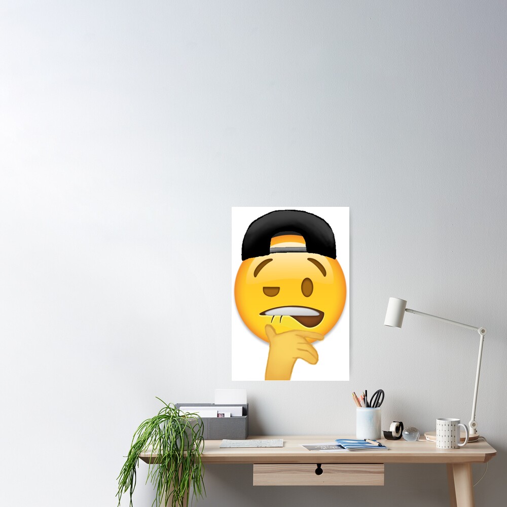 "Lip Biting Emoji with a hat" Poster for Sale by metal-flowers | Redbubble