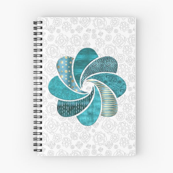 Item preview, Multi-Armed Spiral Flower in Contrasting Teal Foil Patterns designed and sold by squishyrainbow.