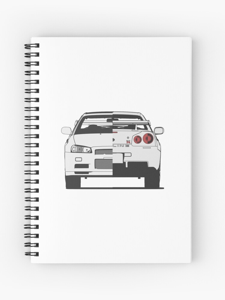 Nissan Skyline R34 Front Rear Spiral Notebook By Motorprints Redbubble