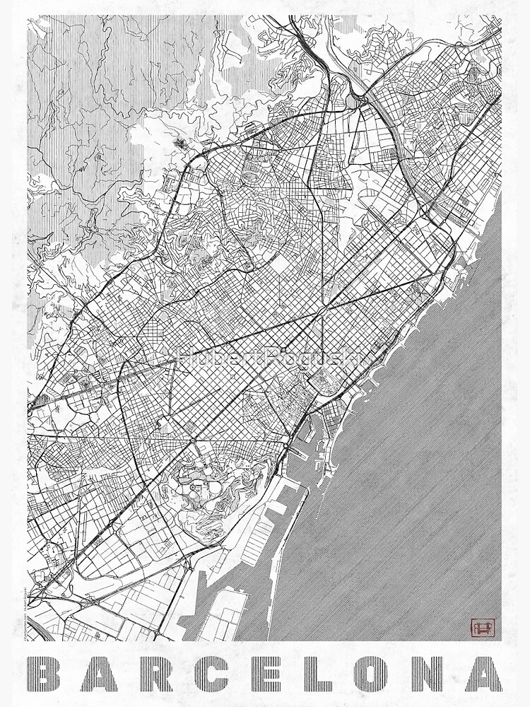 Barcelona Map Line by HubertRoguski