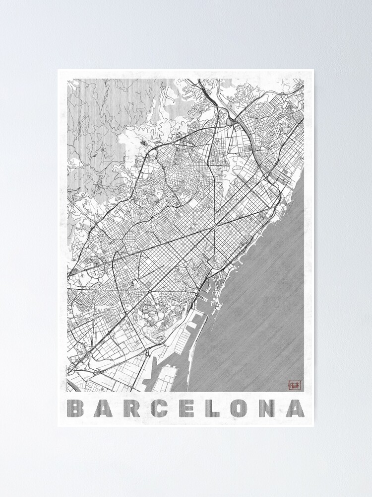 Alternate view of Barcelona Map Line Poster