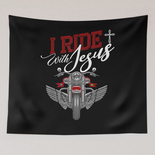 Item preview, Christian Motorcycle Biker I Ride With Jesus Faith Gift  designed and sold by rubysheila.