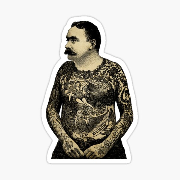 Item preview, Tattooed man vintage illustration designed and sold by monsterplanet.