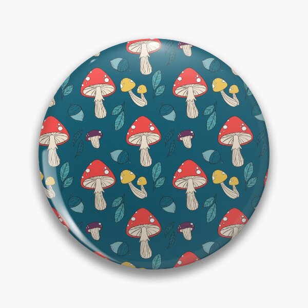 Item preview, Colorful Hand Drawn Mushroom Pattern Fungi Texture Indigo Blue designed and sold by SoccaTamam.
