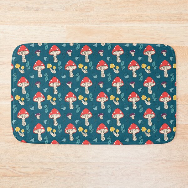 Item preview, Colorful Hand Drawn Mushroom Pattern Fungi Texture Indigo Blue designed and sold by SoccaTamam.