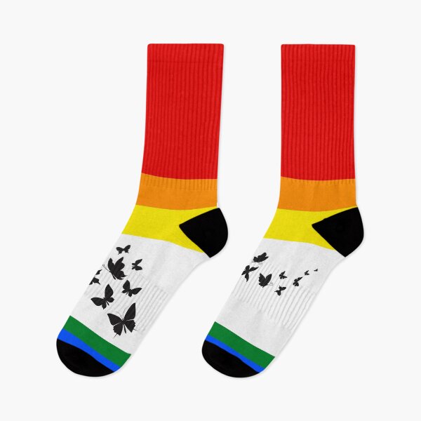 Item preview, Rainbow with Butterflies Flying Away on Black designed and sold by Chantelle  Spies.