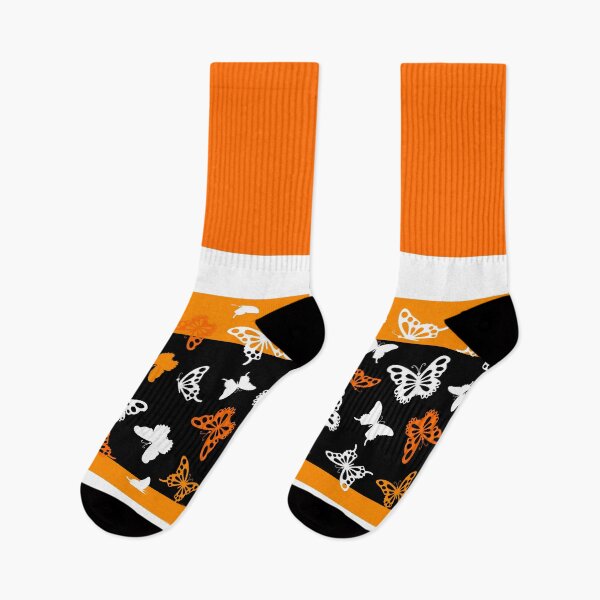 Item preview, Shades of Orange and White with Butterflies Flying Away on Black designed and sold by Chantelle  Spies.