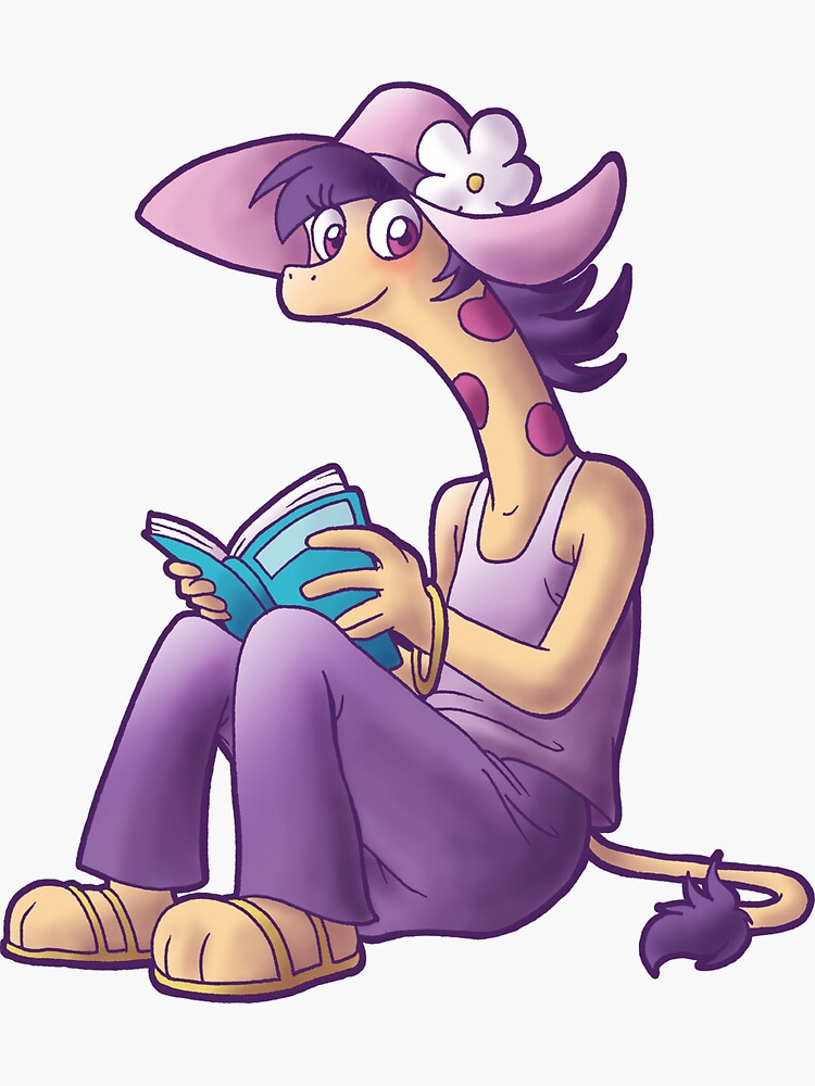 Thumbnail 3 of 3, Sticker, Reading giraffe designed and sold by pandamis.
