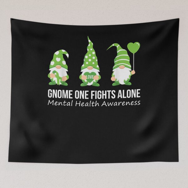 Item preview, Gnome One Fights Alone Mental Health Awareness Green Ribbon Gift  designed and sold by lindafrances.