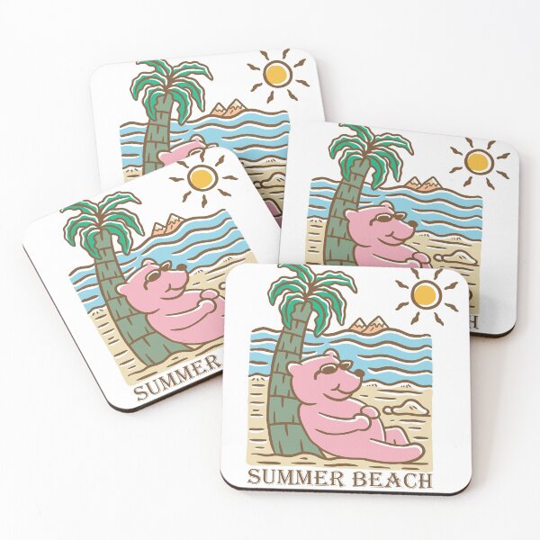 Item preview,  beach summer hello ping bear Palm tree Surfing designed and sold by Queengood.