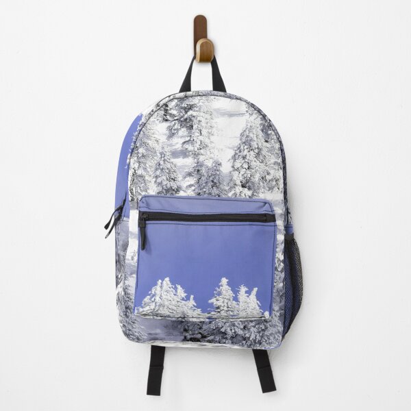 Item preview, Mountain with snow and pine trees covered with white. Beautiful Winter landscape with blue sky and mountain peak covered with snow designed and sold by Artsy Boulevard.