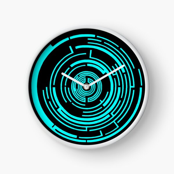 Maze Design Blue Clock