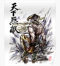 Unbeatable Dragonborn Sumi/watercolor Poster