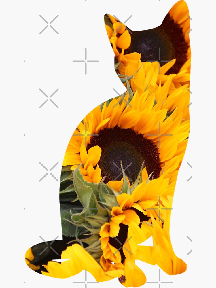 "Sunflower Cat" Sticker for Sale by skinnyginny Redbubble
