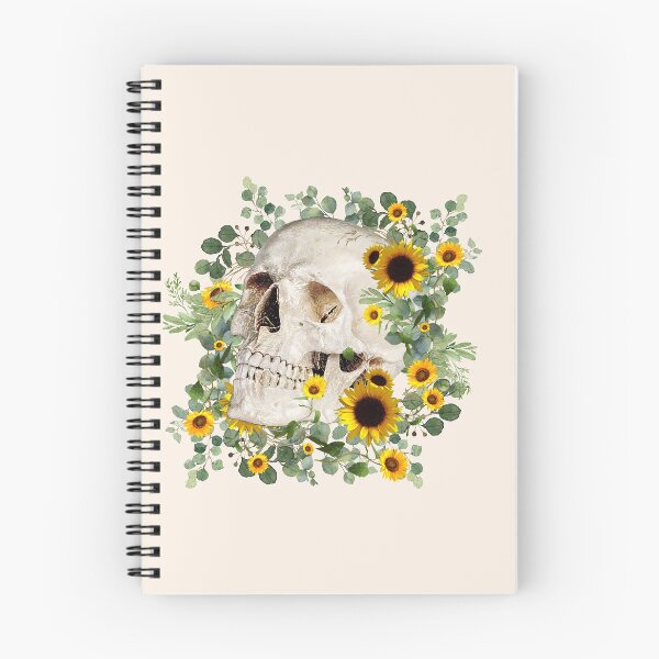 Item preview, Yellow Floral Skull, human anatomy and sunflowers watercolor spring, cool, anatomy art  designed and sold by Collagedream.