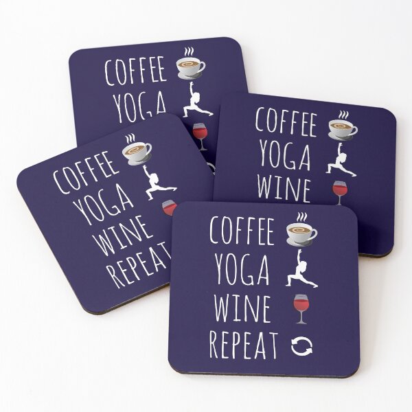 Item preview, Coffee Yoga Wine Repeat designed and sold by CatArtStore.