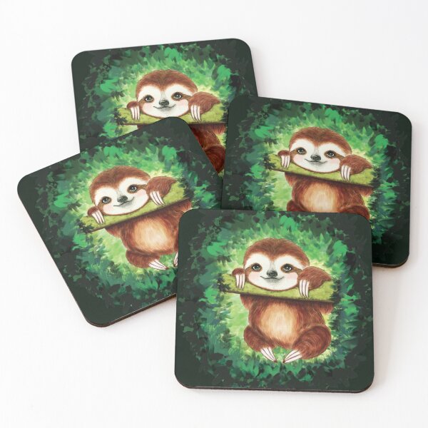 Item preview, Cute baby sloth in a tropical forest designed and sold by SukoB34.