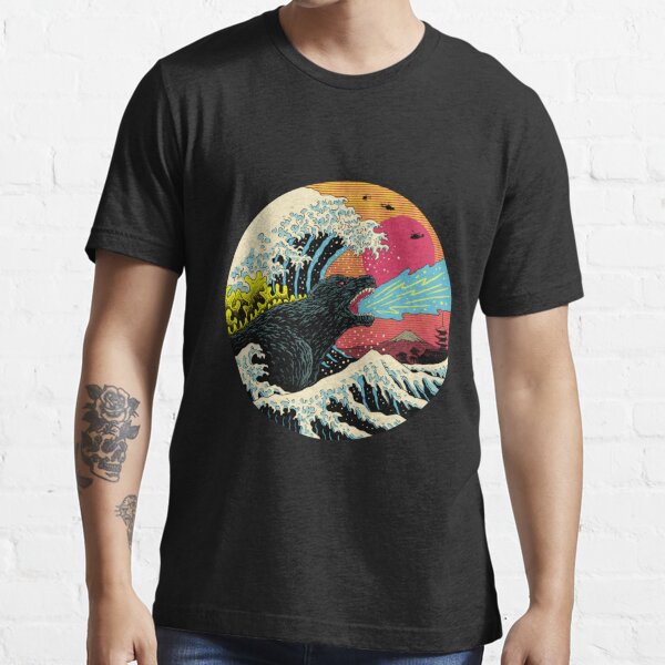 Art 90s Hokusai Kaiju Essential T-Shirt