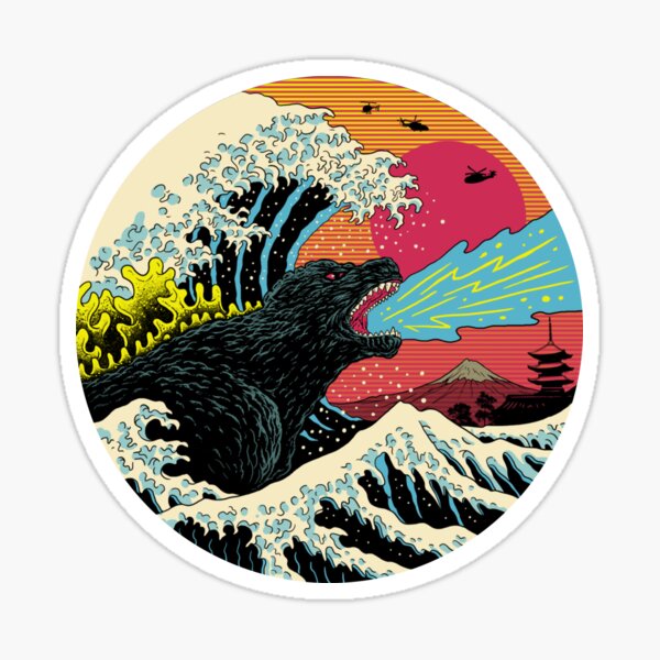 Art 90s Hokusai Kaiju Sticker
