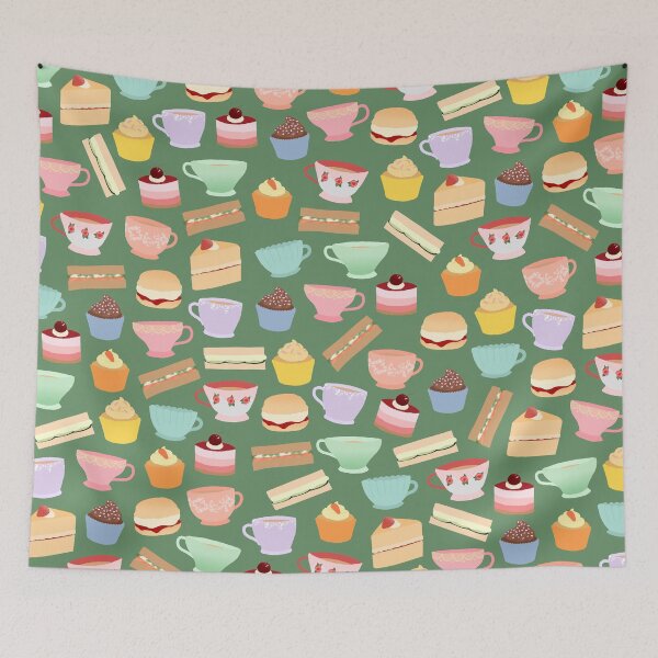 Item preview, Afternoon tea - green background designed and sold by IvyAmber.